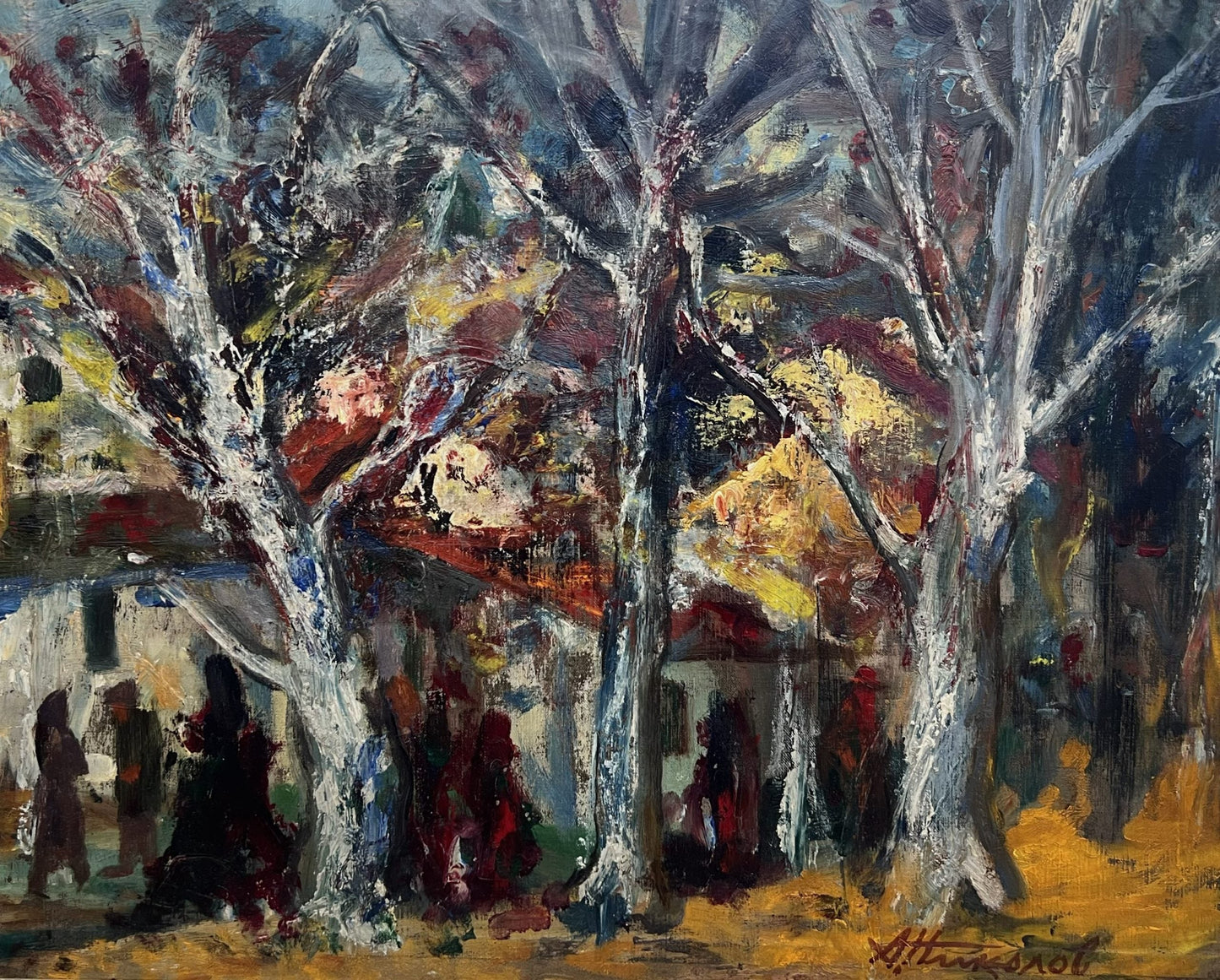 Оригинална картина на Асен Николов - Шопа "Пейзаж с Къщи" от Галерия Роял