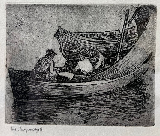 Александър Мутафов "Рибари (офорт)"