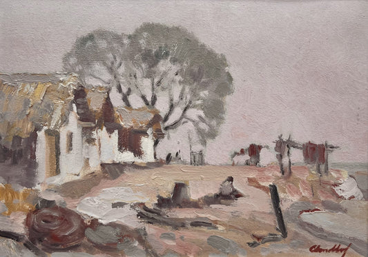 Оригинална картина на Атанас Михов "Рибарско Село" от Галерия Роял