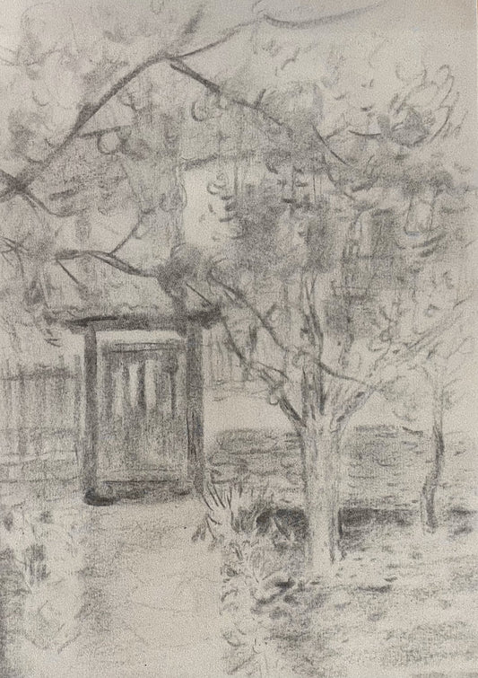 Оригинална картина на Бенчо Обрешков "Двор на Село" от Галерия Роял