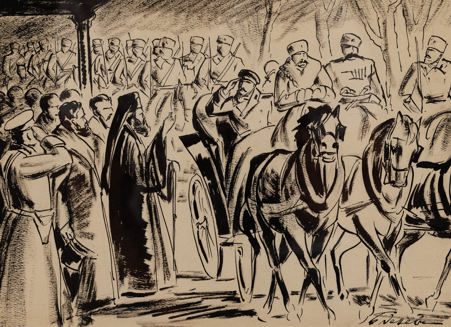 Оригинална картина на Борис Денев "Посрещане" от Галерия Роял