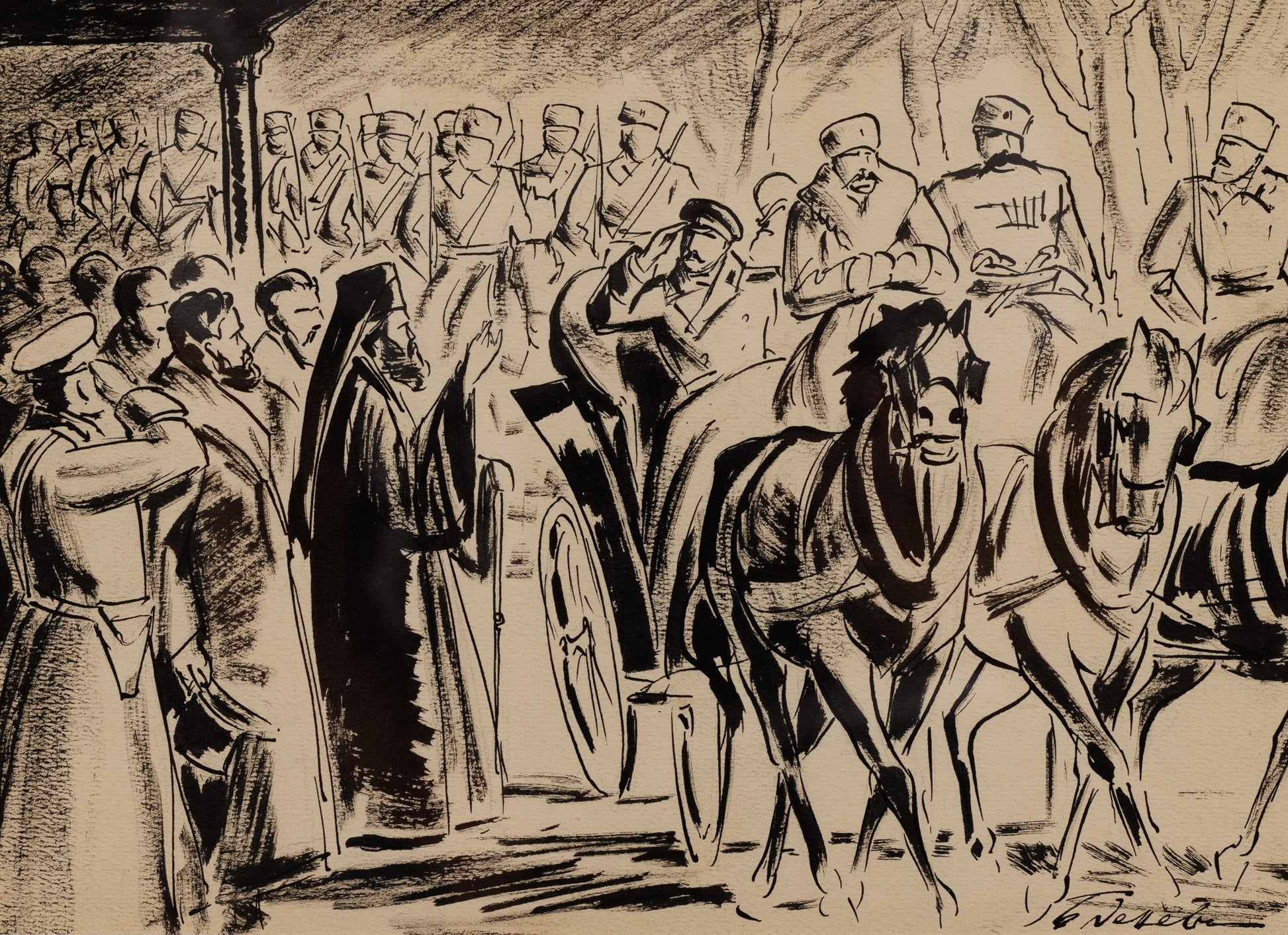 Оригинална картина на Борис Денев "Посрещане" от Галерия Роял