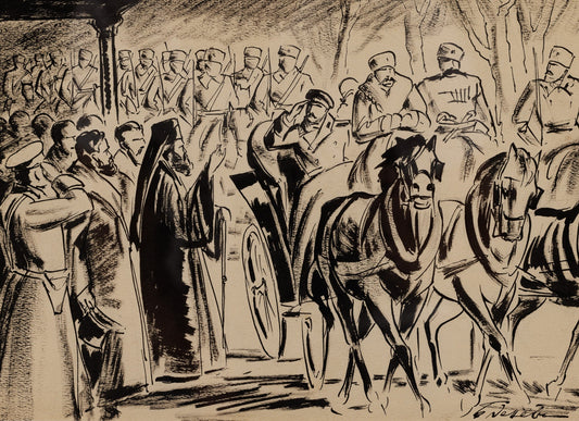 Оригинална картина на Борис Денев "Посрещане" от Галерия Роял