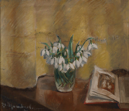 Оригинална картина на Цветана Щилянова "Натюрморт с кокичета" от Галерия Роял