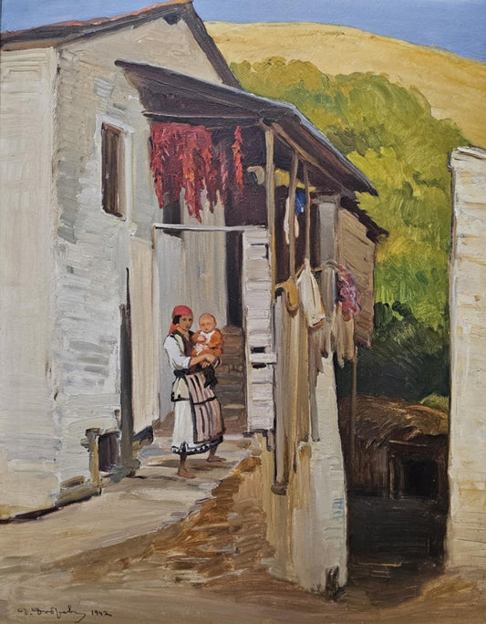 Оригинална картина на Добри Добрев "Българско село" от Галерия Роял