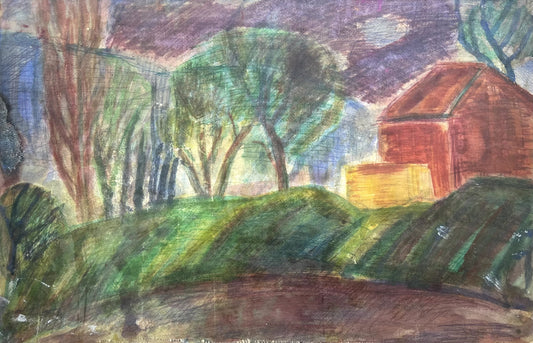 Оригинална картина на Генко Генков "Пейзаж с Къща", 1990 г. от Галерия Роял