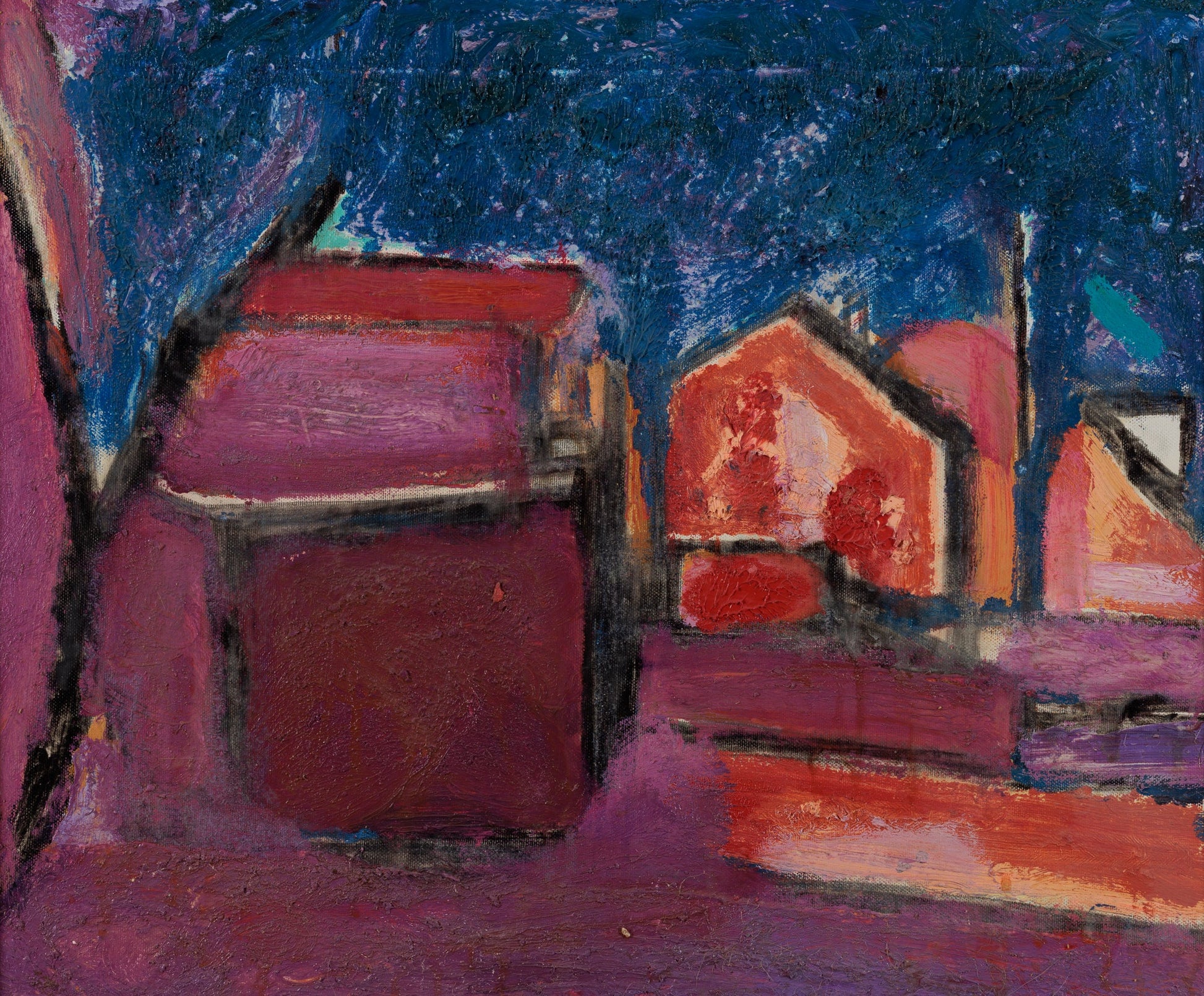 Оригинална картина на Генко Генков "Пейзаж с къщи" от Галерия Роял