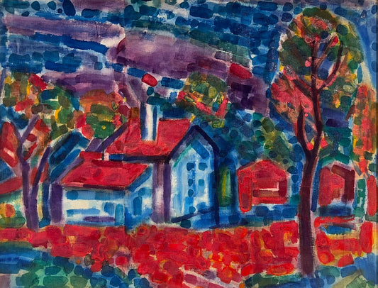 Оригинална картина на Генко Генков "Селски Къщи" от Галерия Роял