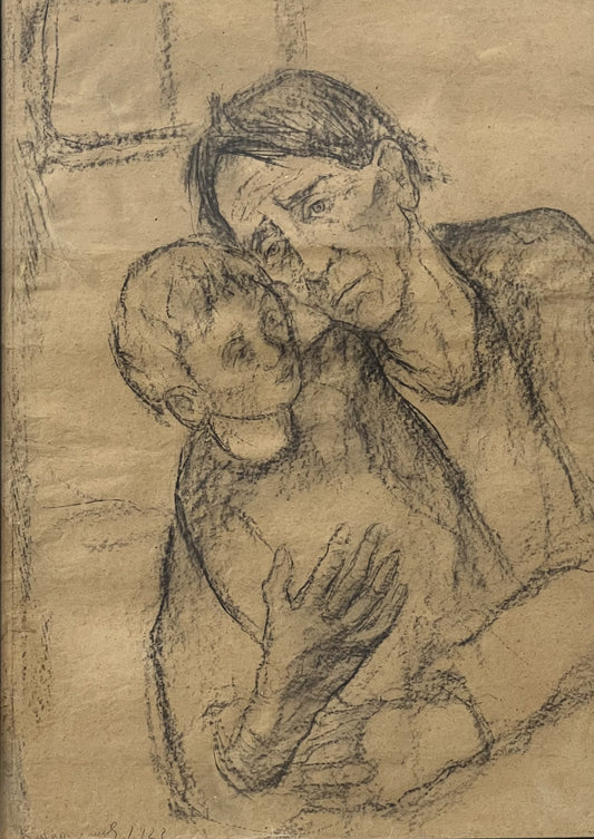 Оригинална картина на Христо Каварналиев "Баба и внук", 1923г. от Галерия Роял