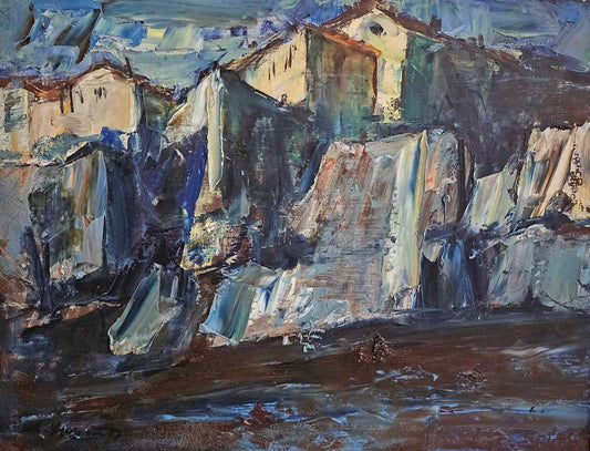Оригинална картина на Иван Христов "Пейзаж с къщи" от Галерия Роял