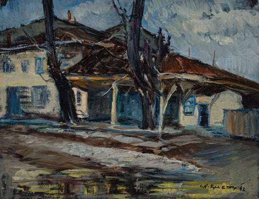 Оригинална картина на Иван Христов "Селски къщи" от Галерия Роял