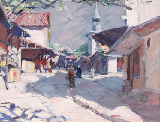 Оригинална картина на Никола Танев "Стара улица в Карлово" от Галерия Роял