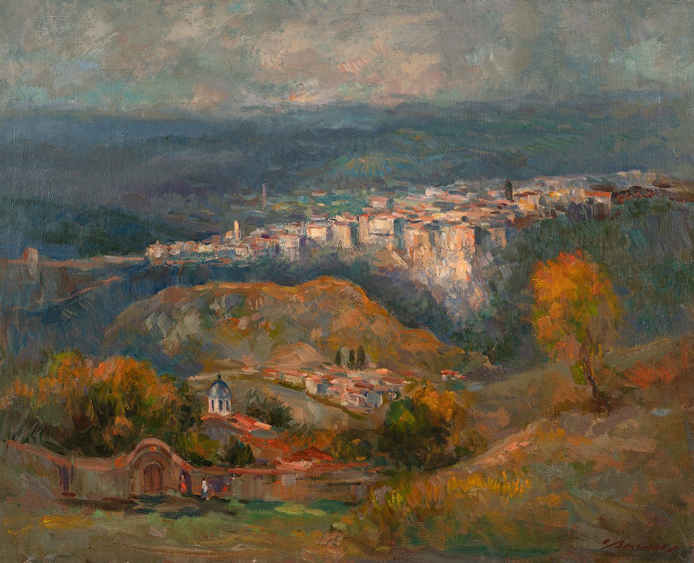 Оригинална картина на Стоян Василев "Панорама от Велико Търново" от Галерия Роял