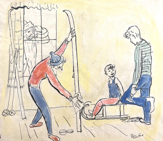 Оригинална картина на Стоян Венев "Коледни Подаръци", 1960 от Галерия Роял